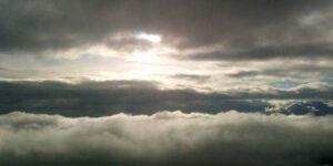 between the clouds