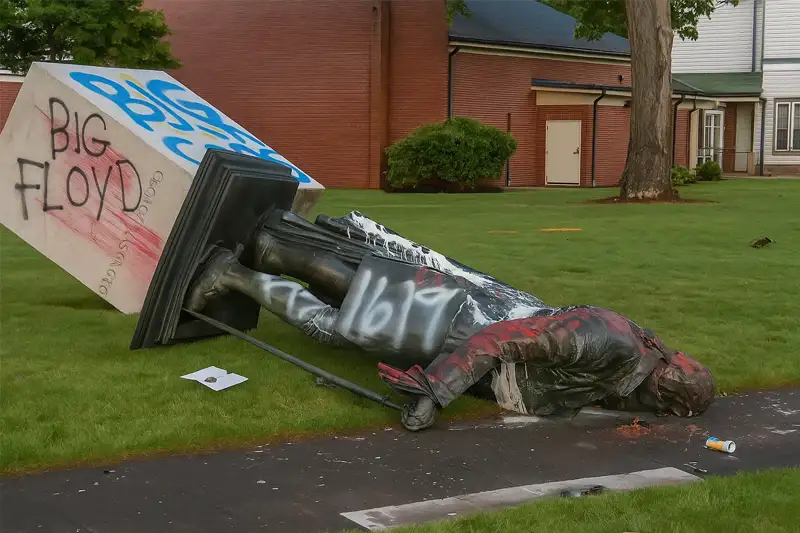 George Washington beeld neergehaald in Portland