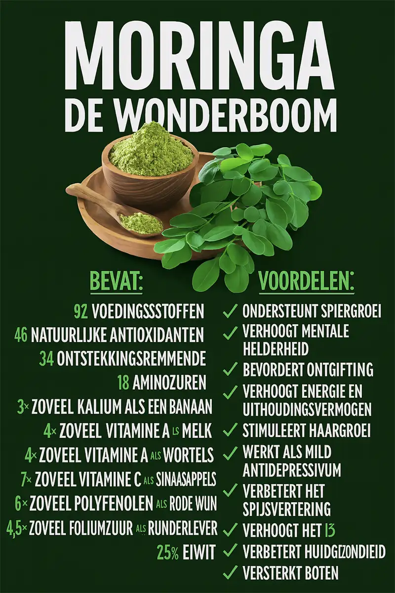 Volgroeide moringaboom met jonge bladeren