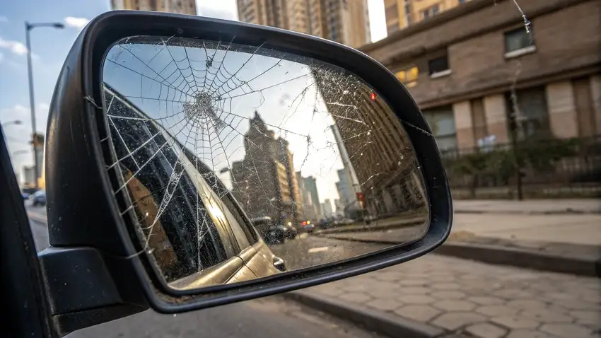 Een spiegelbeeld van een persoon in een waterplas met rimpelingen.