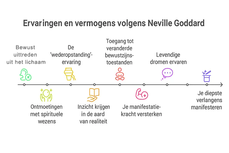 Een visuele samenvatting van Goddards mystieke en droomervaringen.